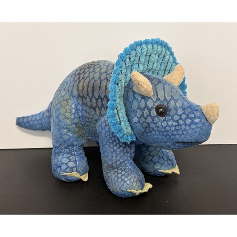 Dinosaur Plush Midwood Brands Triceratops Metallic‎ Scale Green Blue Multi